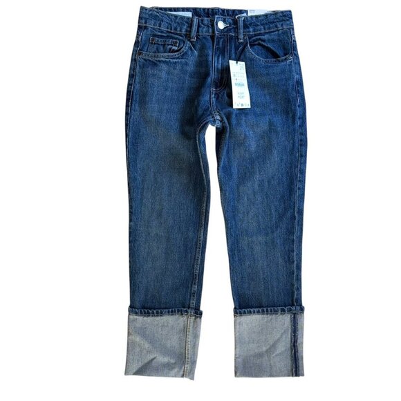 Zara Mid Rise Slim Fold Up Jeans Womens Size 4 - Picture 2 of 6